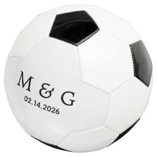 Balón De Fútbol Monograma personalizado y fecha personalizada