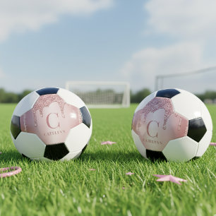 Balón De Fútbol Monograma Purpurina de goteo de espuma de oro de R