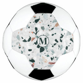 Balón De Fútbol Monograma Resumen moderno Patrón Terrazzo