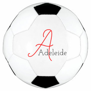 Balón De Fútbol Monograma rojo caprichoso personalizado