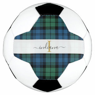 Balón De Fútbol Monograma Script Nombre Plaid Clan Campbell Tartán