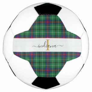 Balón De Fútbol Monograma Script Nombre Plaid Clan Duncan Tartán