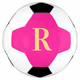 Balón De Fútbol Monograma simple personalizado rosa caliente