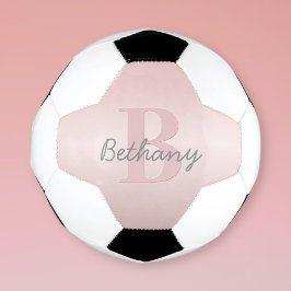 Balón De Fútbol Monograma y nombre personalizables en rosa y letra