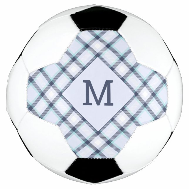 Balón De Fútbol Monograma y placa de nombre personalizado / patrón (Anverso)