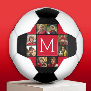 Balón De Fútbol Monogramas de Collage de fotos de Instagram - Negr