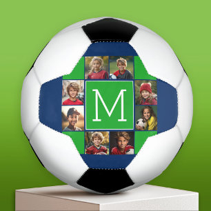 Balón De Fútbol Monogramas de Collage de Fotos de Instagram - Verd