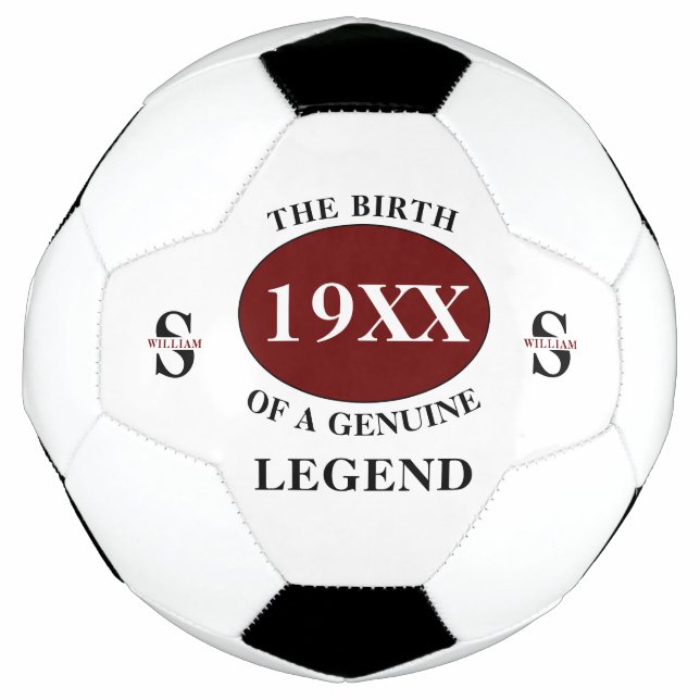 Balón De Fútbol Monogramo Padre Leyenda de cumpleaños Añadir nombr (Anverso)