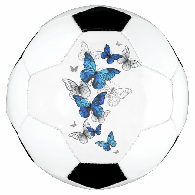 Balón De Fútbol Morfo de las mariposas voladoras azules (Anverso)