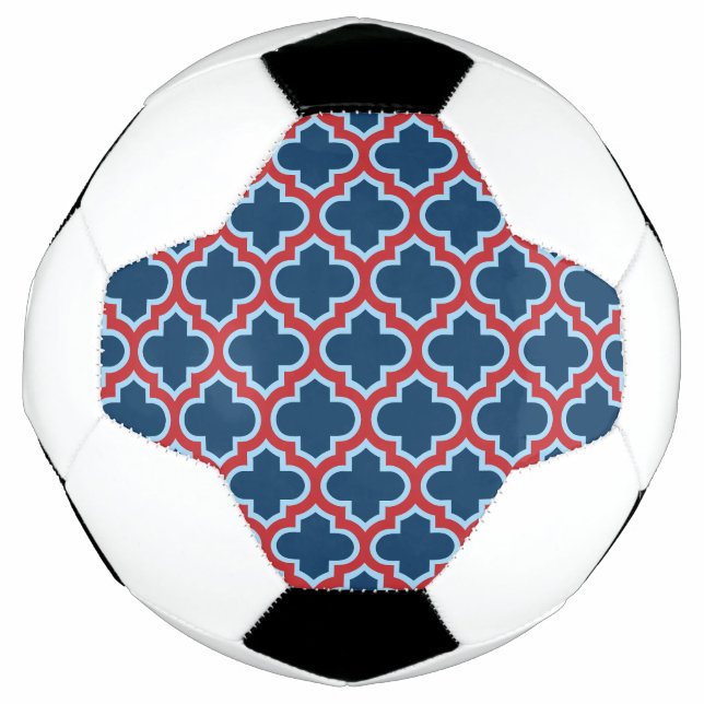 Balón De Fútbol Mosaicos marroquíes azules y rojos, Entramado, Cua (Anverso)