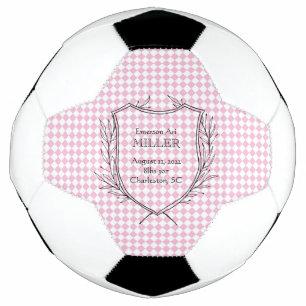 Balón De Fútbol Nacimiento Bebé Anuncio Deporte Blanco Rosa