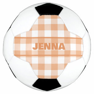 BALÓN DE FÚTBOL NARANJA GINGHAM PLAID PERSONALIZADO