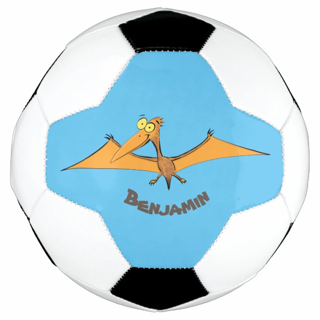 Balón De Fútbol Naranja lindo y gracioso personalizado pterodáctil (Anverso)