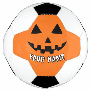 Balón De Fútbol Naranja personalizado Calabaza Halloween su nombre