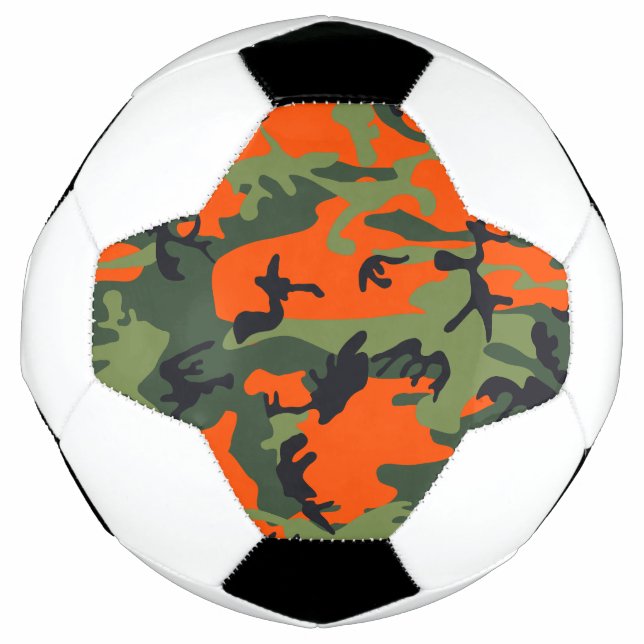 Balón De Fútbol Naranja y Camuflaje Verde, Ejército (Anverso)