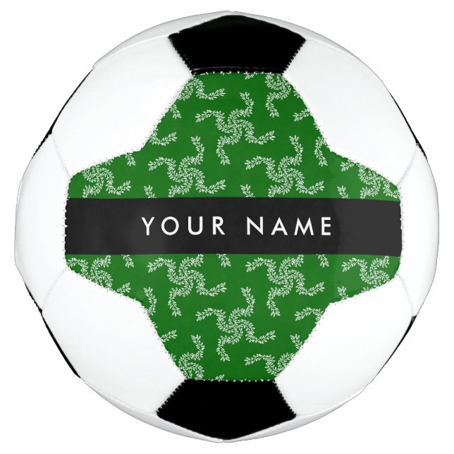 Balón De Fútbol Navidades Garland, Green, Your name, Personalize (Anverso)