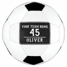 Balón de fútbol negro con número de nombre de equi