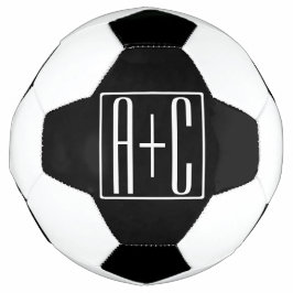 Balón De Fútbol Negro y Blanco | Iniciales de Parejas