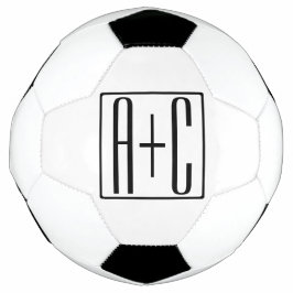 Balón De Fútbol Negro y Blanco | Iniciales de Parejas