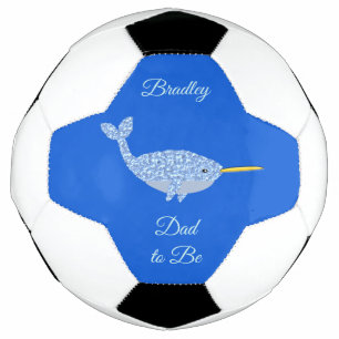 Balón De Fútbol Niño azul lindo Narwhal papá será Personalizado