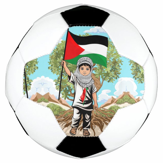 Balón De Fútbol Niño con bandera palestina de Keffiyeh (Anverso)