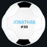 Balón De Fútbol Niños personalizados Blue White Añadir un nombre<br><div class="desc">A tu jugador de fútbol favorito le encantará esta pelota de fútbol personalizada. Personalizar con nombre y número de jugadores. Esta pelota de fútbol personalizado será un gran regalo para navidades,  cumpleaños o cualquier otra ocasión especial.</div>