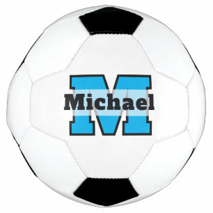Balón De Fútbol Nombre azul negrita personalizado clásico pie juga