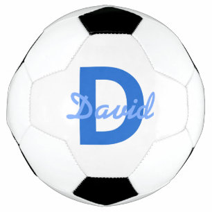 Balón De Fútbol Nombre azul y monograma