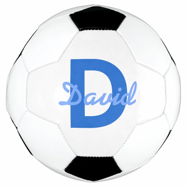 Balón De Fútbol Nombre azul y monograma (Anverso)