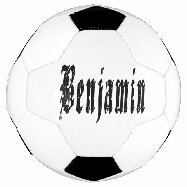 Balón De Fútbol Nombre Benjamin, Soccerball, diseñado en negro (Anverso)