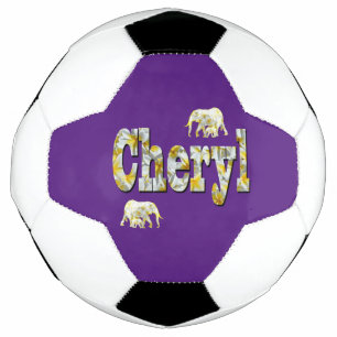 Balón De Fútbol Nombre De Cheryl Con Elefantes, Soccerball