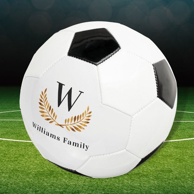 Balón De Fútbol Nombre de monograma familiar oro negro (Subido por el creador)