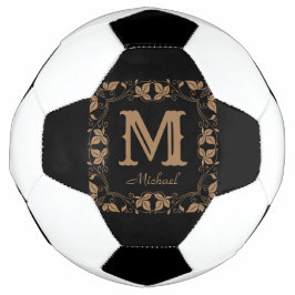 Balón De Fútbol Nombre de monograma personalizado clásico de flora