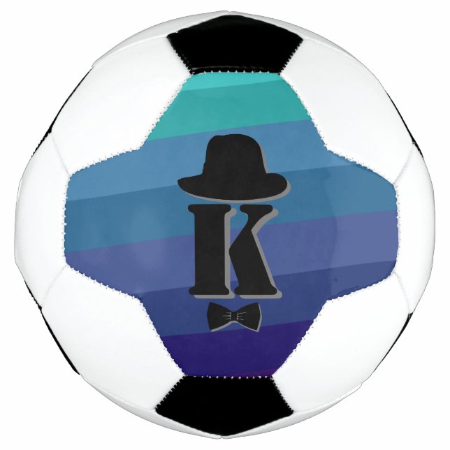 Balón De Fútbol Nombre De Ombre Azul Monograma Inicial Para Hombre (Anverso)