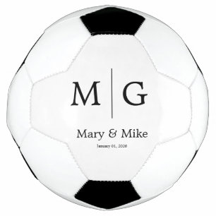 Balón De Fútbol Nombre de Pareja Monograma Elegante Personalizado