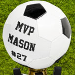 Balón De Fútbol Nombre del número de jugador del jugador de la pel<br><div class="desc">Nombre del número de jugador de la pelota de fútbol personalizada y línea adicional para el MVP o cualquier otro título como capitán</div>