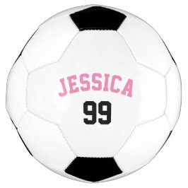 Balón De Fútbol Nombre Giro Rosa Negro Número Minimalista