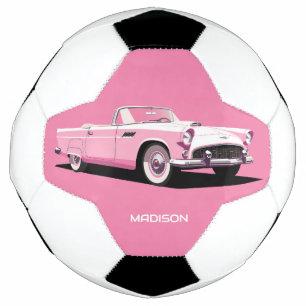 Balón De Fútbol Nombre personalizado Coche clásico rosado