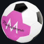 Balón De Fútbol Nombre personalizado color crema nevado rosa inici<br><div class="desc">Baloncesto de fútbol personalizado neón brillante de color rosa con un nombre impreso personalizado y inicial con un tipo de letra de escritura casual y deportivo y carta de bloque moderna. Una pelota de fútbol personalizado es una idea divertida para que los adolescentes y los niños deportivos practiquen en casa...</div>