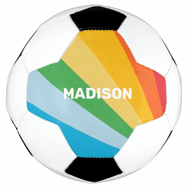 Balón De Fútbol Nombre personalizado Colores arcoiris (Anverso)