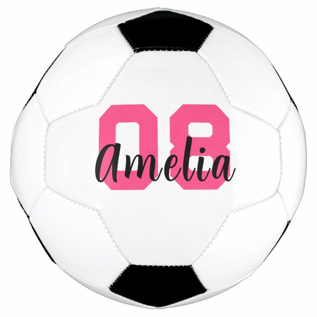 Balón De Fútbol Nombre personalizado Crear su propio Chica Rosa Pe (Anverso)