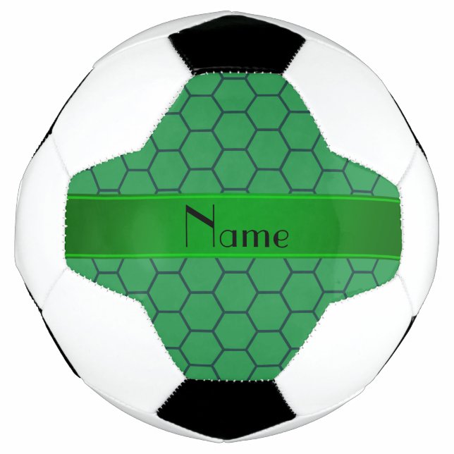 Balón De Fútbol Nombre personalizado de panal de miel verde (Anverso)