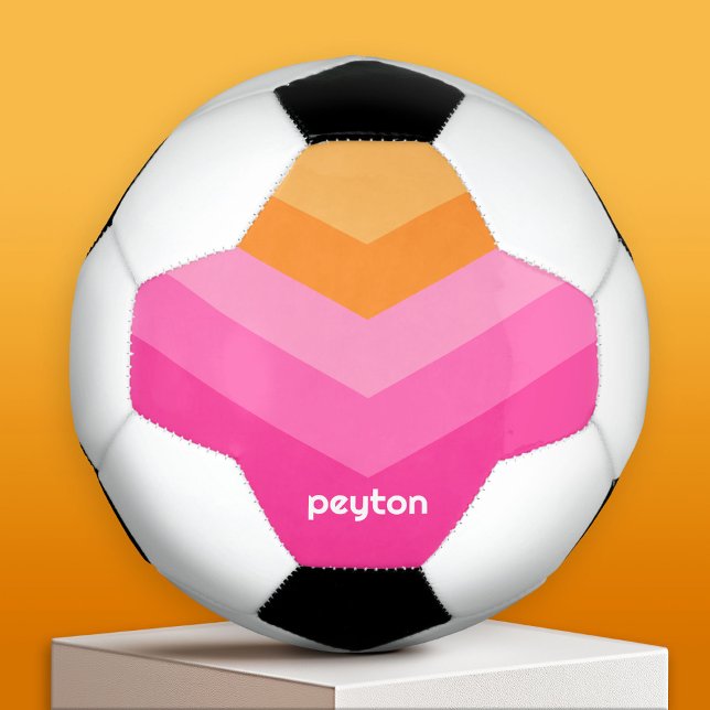 Balón De Fútbol Nombre personalizado del bloque de color del parab (Custom Soccer Ball)