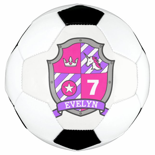 Balón De Fútbol Nombre personalizado edad chicas escudo de fútbol (Anverso)