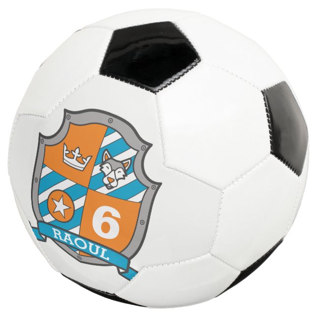 Balón De Fútbol Nombre personalizado edad escudo de lobos de fútbo (Tres cuartos)