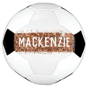 Balón De Fútbol Nombre personalizado monograma de banda de bronce