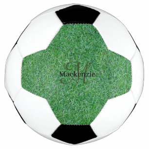 Balón De Fútbol Nombre personalizado Monograma Zen Green Grass Nat