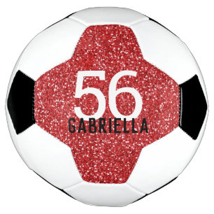 Balón De Fútbol Nombre personalizado Purpurina rojo nombre número