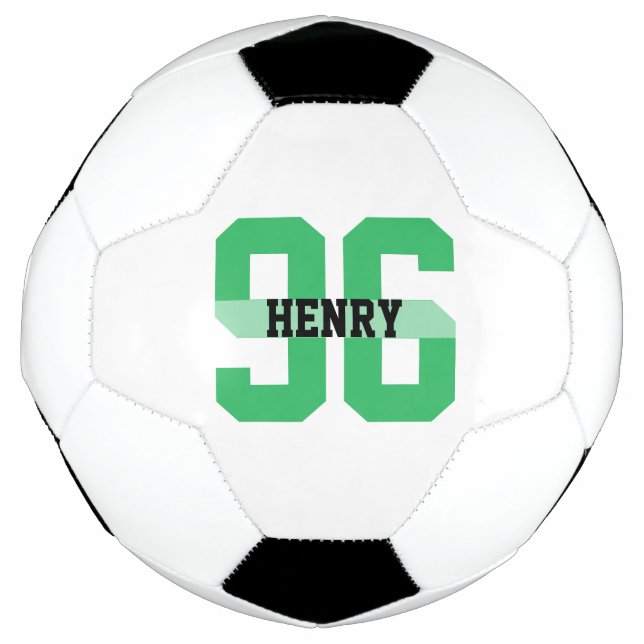 Balón De Fútbol Nombre personalizado y número Guay verde moderno (Anverso)