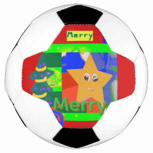 Balón De Fútbol Nombre verde alegre en Navidad roja